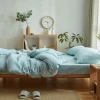 76N cuy algodón conjunto de cuatro piezas cama en color gasa tejido algodón desnudo dormir en color sólido estudiante edredón sábanas de algodón conjunto de tres piezas details Picture